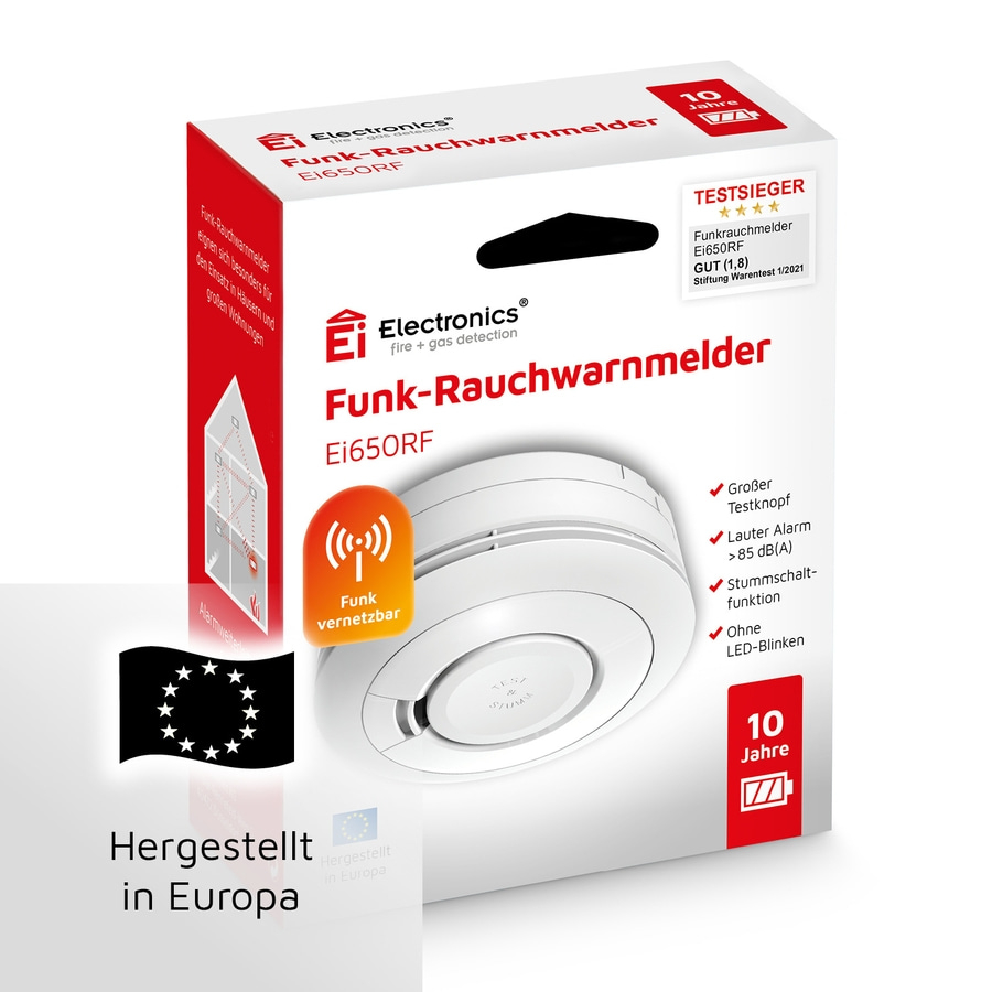 Ei Electronics Ei650RF Funkrauchmelder mit Batterie für 10 Jahre NEU Stand-Alone-Gerät - Testsieger Stiftung Warentest