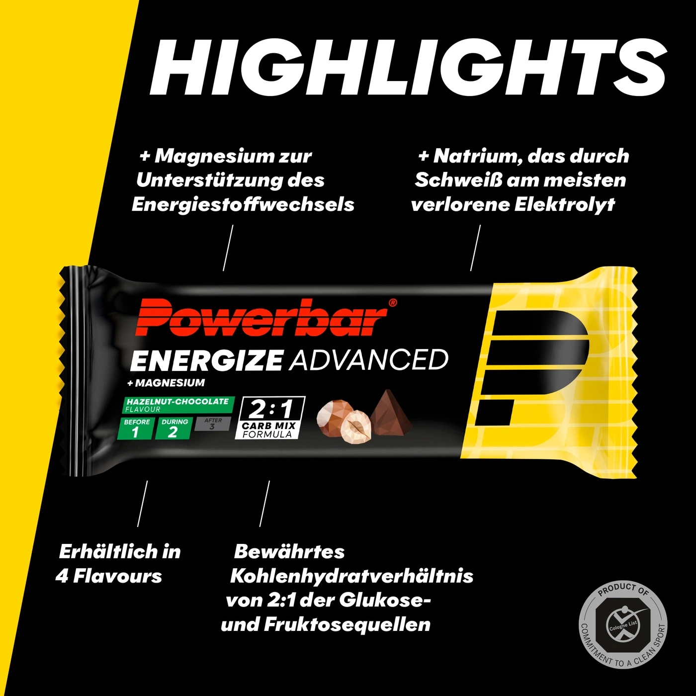 + Magnesium zur Unterstützung des Energiestoffwechsels und Natrium, das durch Schweiß am meisten verlorene Elektrolyt.