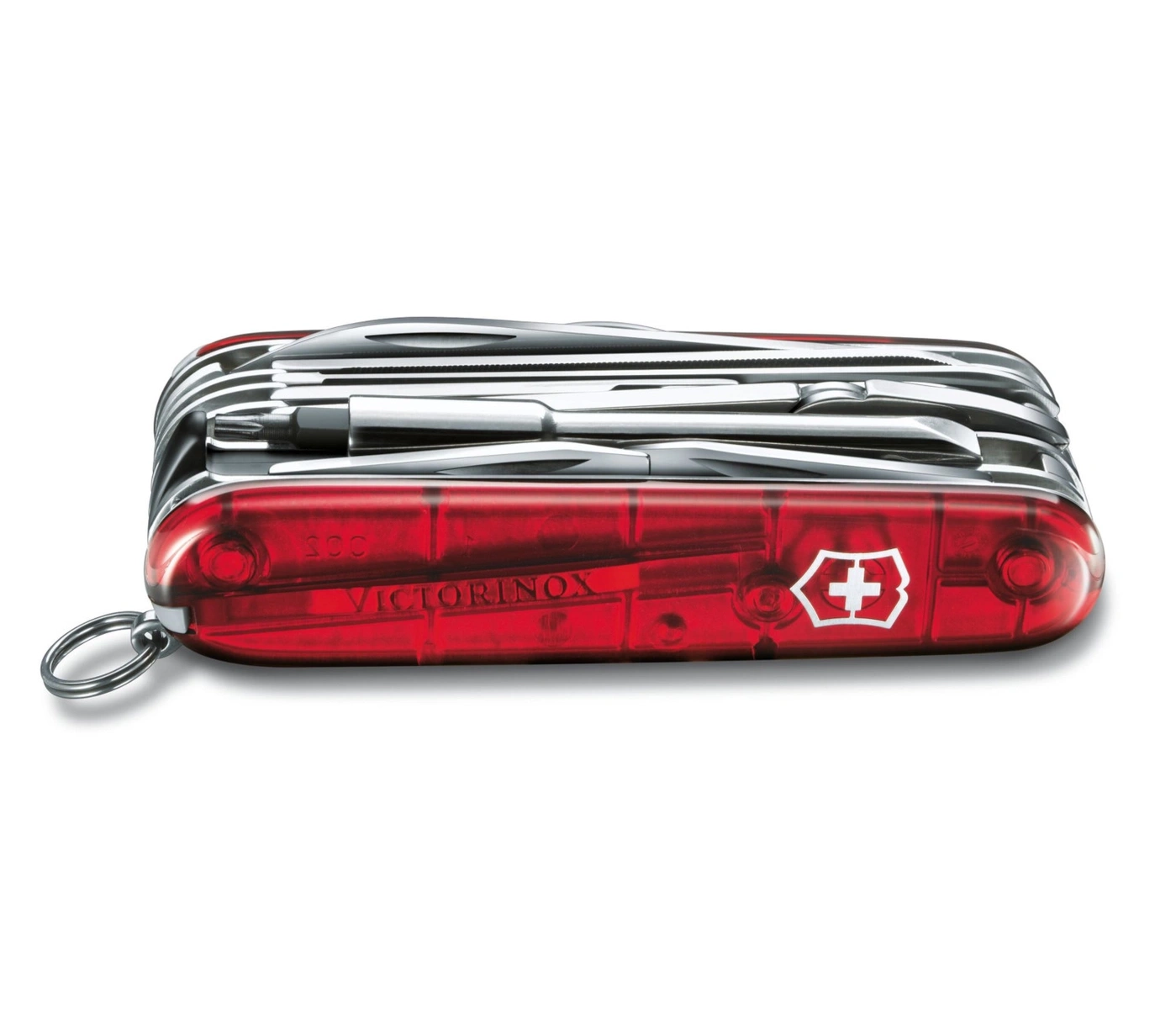 Rotes Victorinox Schweizer Taschenmesser mit vielen Werkzeugen und Logo