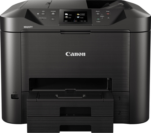 Canon MAXIFY Drucker, schwarz, mit Bedienfeld, Start- und Stopp-Tasten, Kopierfunktion, Scan-Funktion, Faxfunktion.