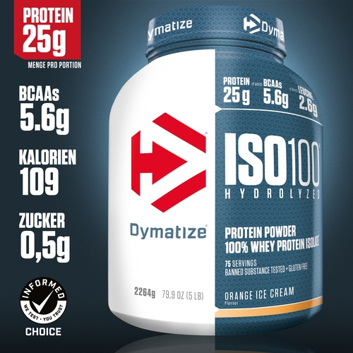 DYMATIZE Whey Protein Pulver Shake Eiweiß ISO 100 Orange Ice Cream 2264 g