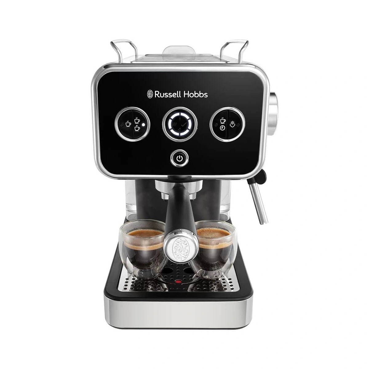 Russel Hobbs Espressomaschine mit zwei Tassen Kaffee