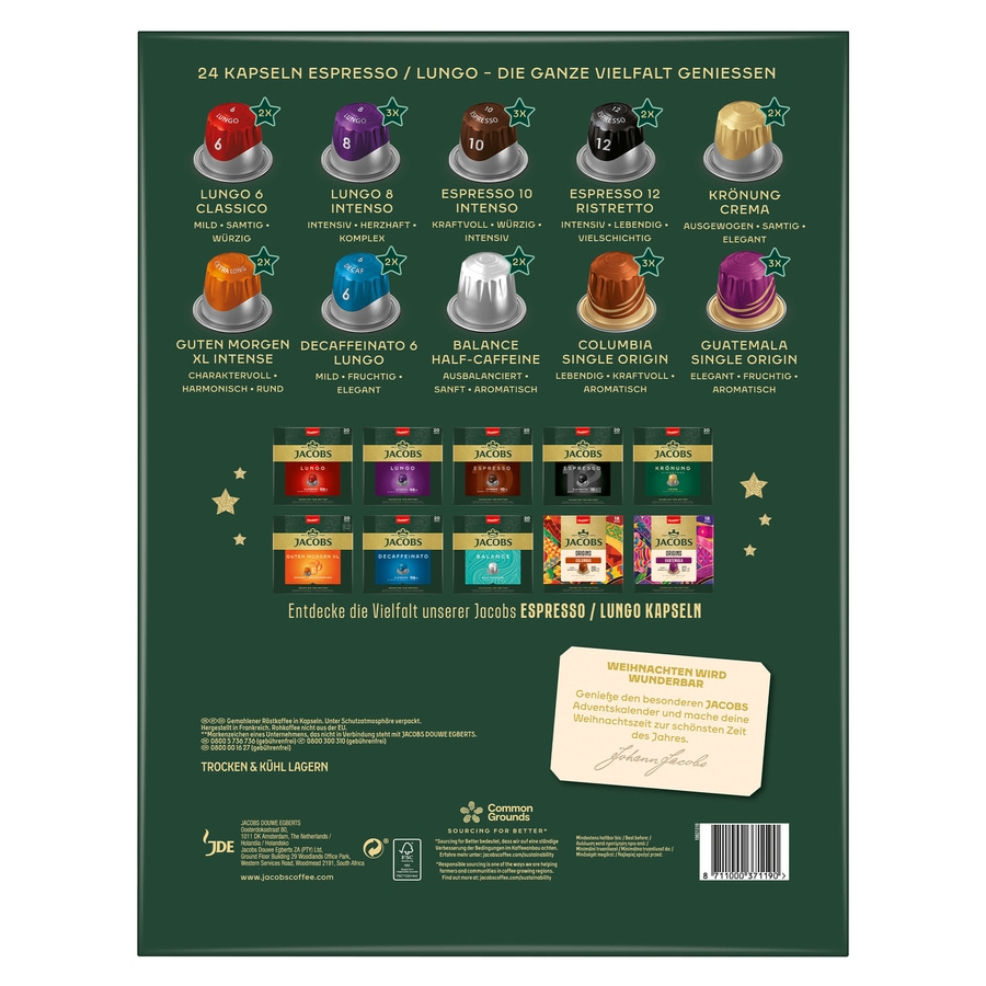 JACOBS Kapseln ADVENTSKALENDER 2025 - 2x 24 Nespresso®* kompatible Kaffeekapseln