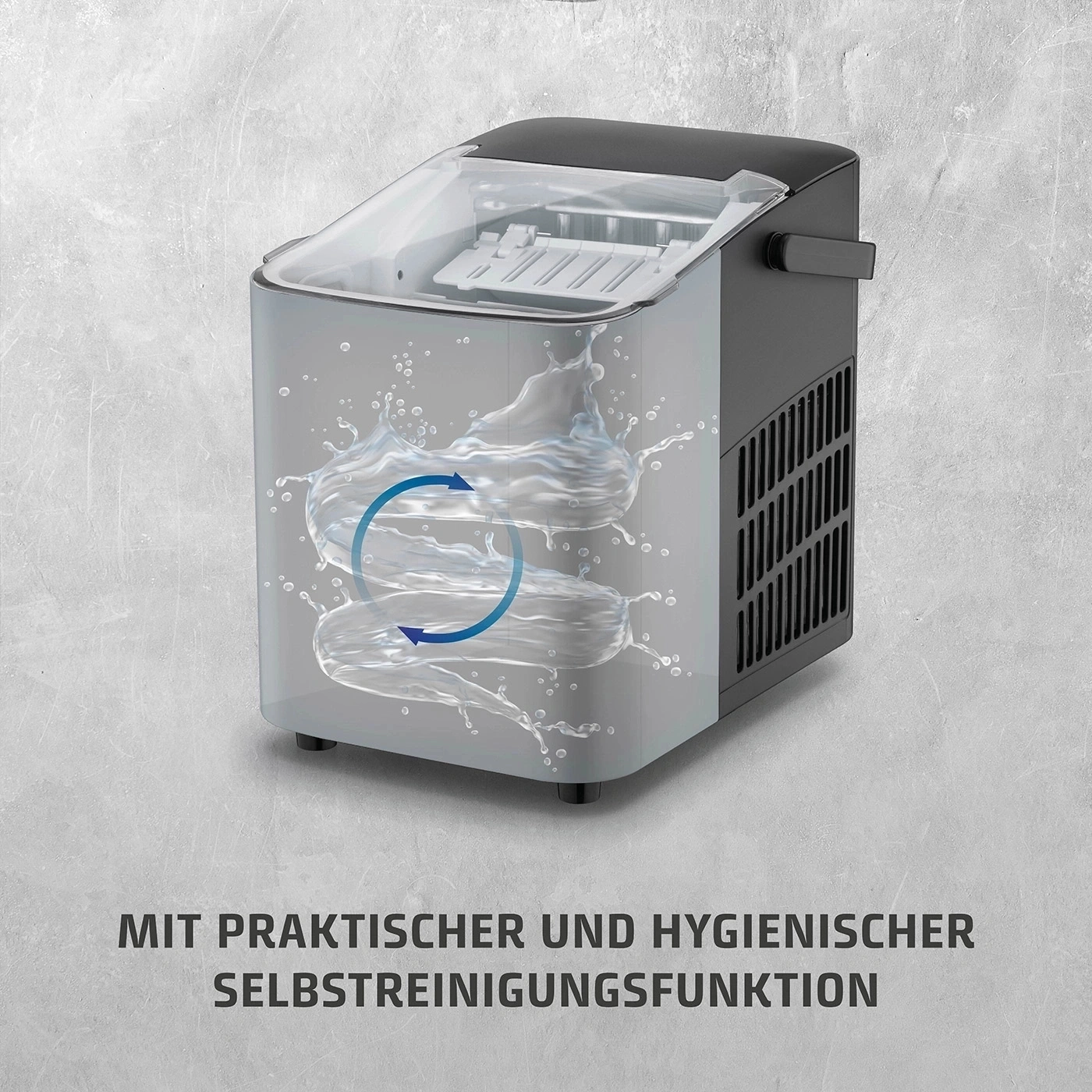 Eismaschine mit Selbstreinigungsfunktion und Wasserkreislauf
