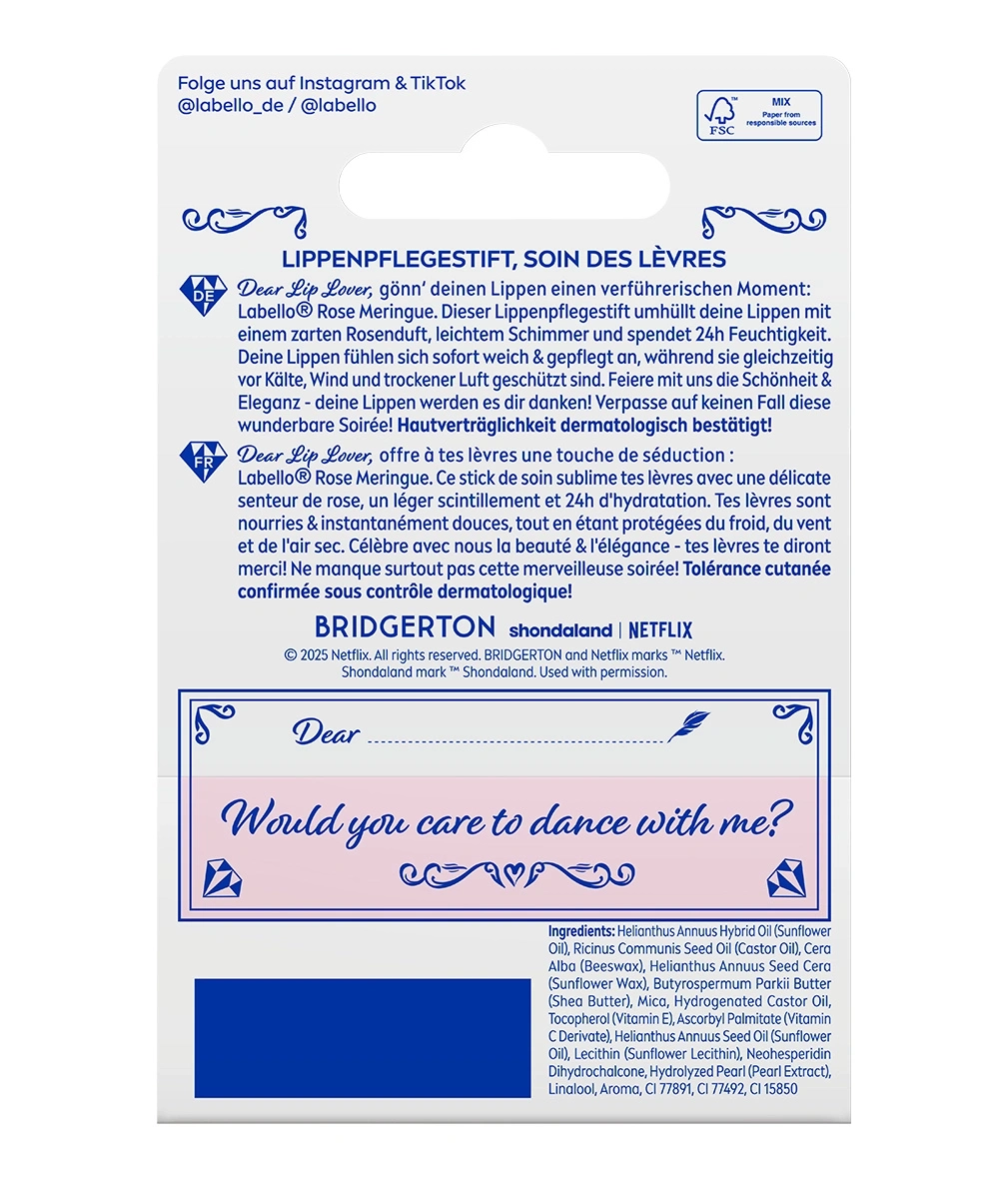 Lippenpflege, "Dear Lip Lover", mit Rosenduft, für weiche Lippen.