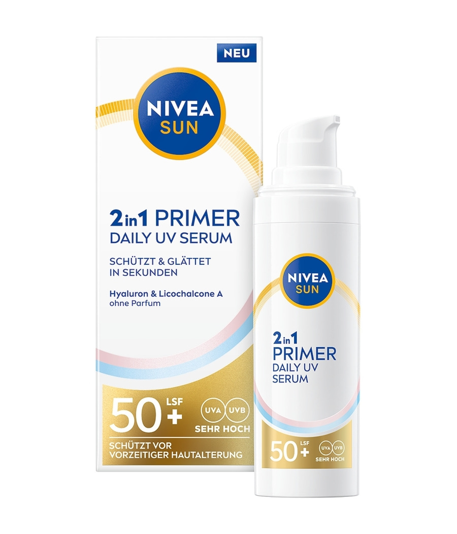 Nivea Sun 2in1 Primer Daily UV Serum, LSF 50+, schützt vor Hautalterung
