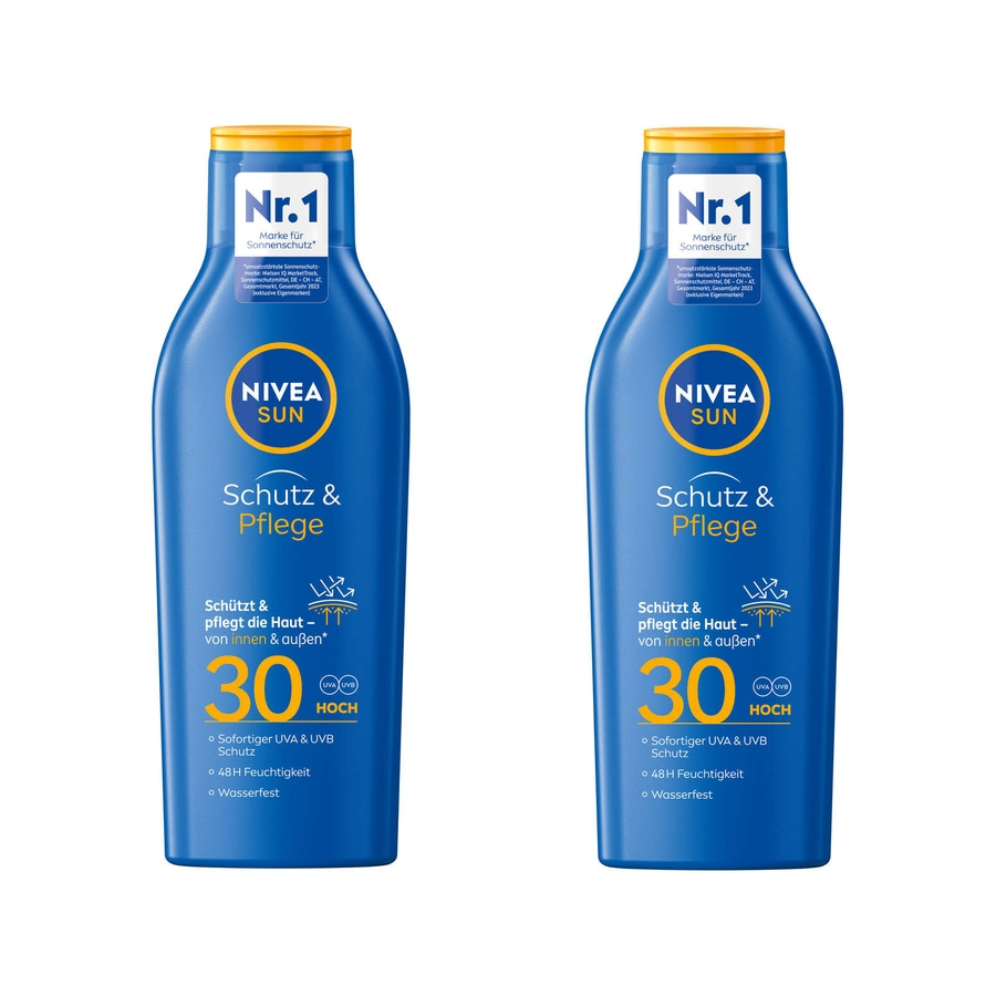 NIVEA SUN Schutz & Pflege Sonnenmilch wasserfester Sonnenschutz LSF30 2 x 250ml