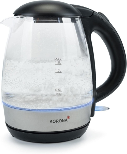KORONA Glas Wasserkocher 20608 1,2 Liter 2200 Watt Edelstahl LED Beleuchtung NEU