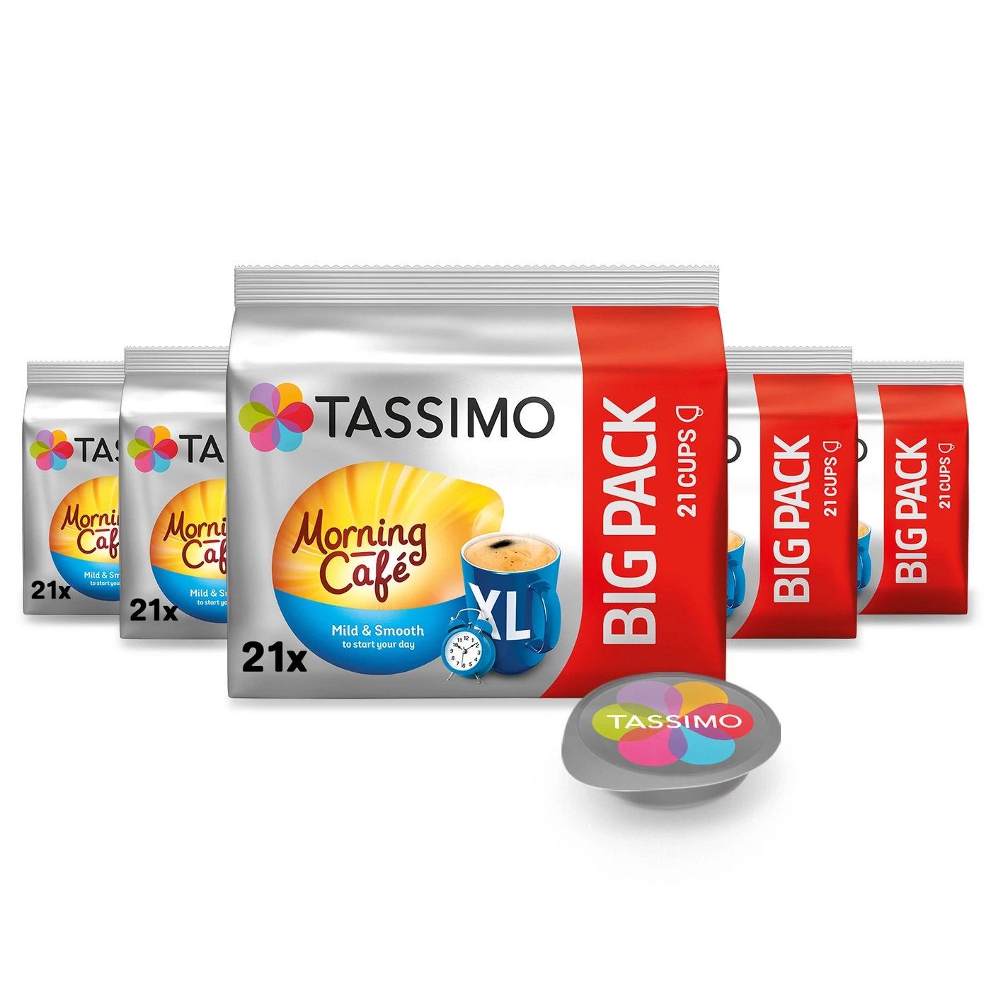 Tassimo Morning Café Kaffeepads, 21 Stück, Mild & Smooth, Big Pack, zum Start in den Tag