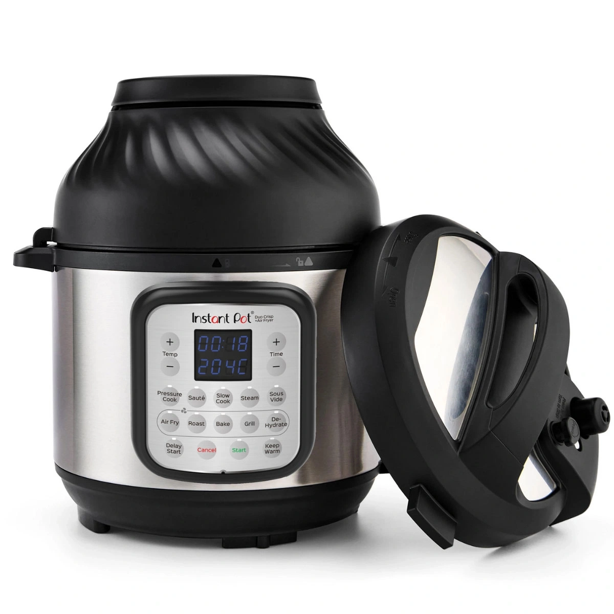 Instant Pot Duo Crisp Air Fryer mit geöffnetem Deckel