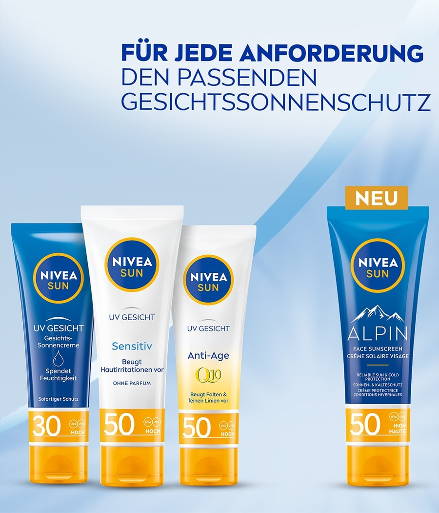 Nivea Sonnencreme für Gesicht, verschiedene Varianten mit Lichtschutzfaktor 30 und 50