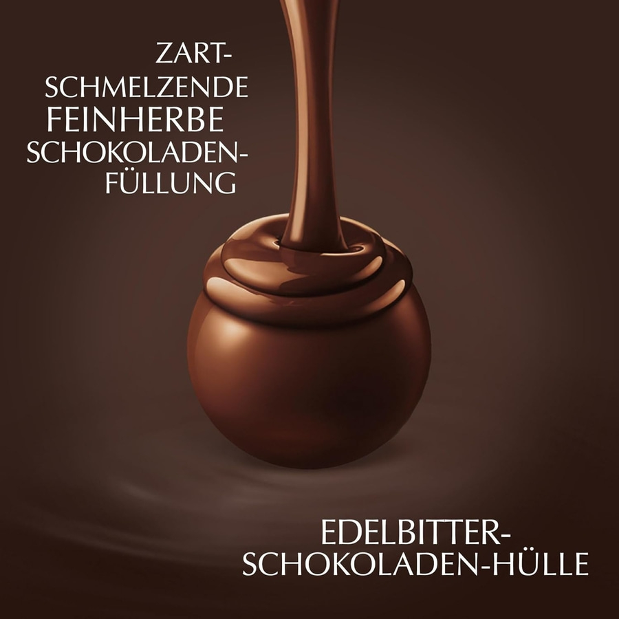 Zartschmelzende feinherbe Schokoladenfüllung in Edelschokoladenhülle
