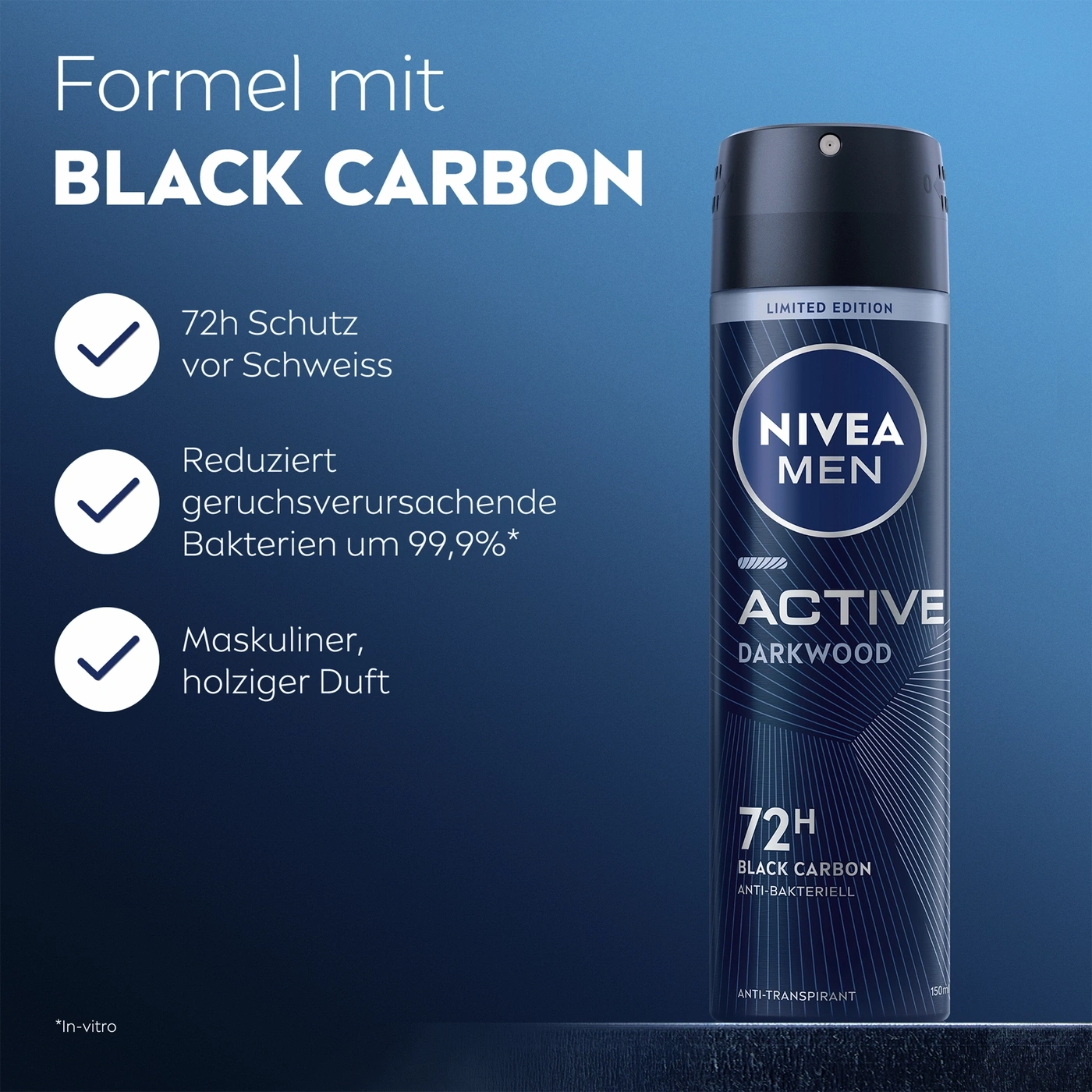 NIVEA MEN Deodorant Active Darkwood Limited Edition Deo Spray 6 x 150ml