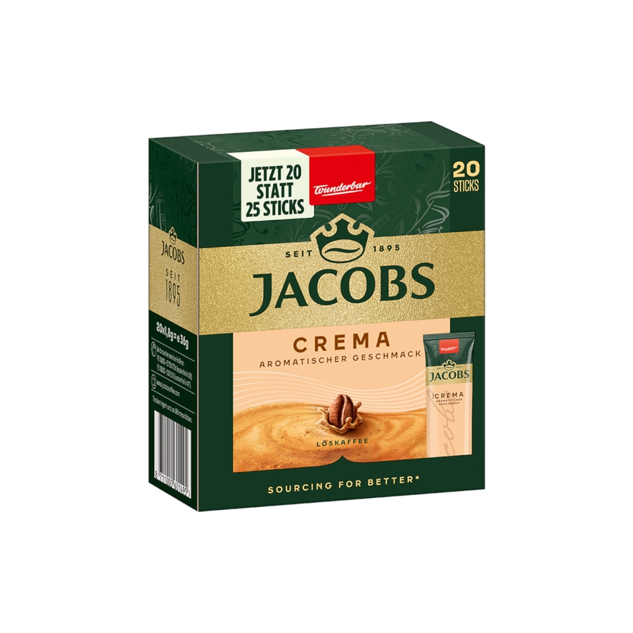JACOBS Löskaffee Typ Cafe Crema 12 x 20 Getränke Sticks löslicher Instantkaffee