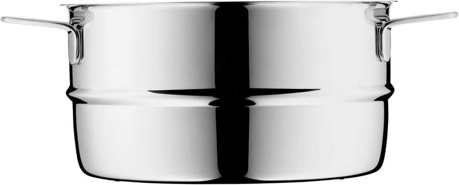 Eine glänzende Metall-Kochtopf mit zwei Henkeln