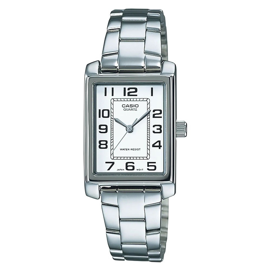 Casio Damen Armbanduhr LTP-1234PD-7BEG Quarz Edelstahl Silber Weiß
