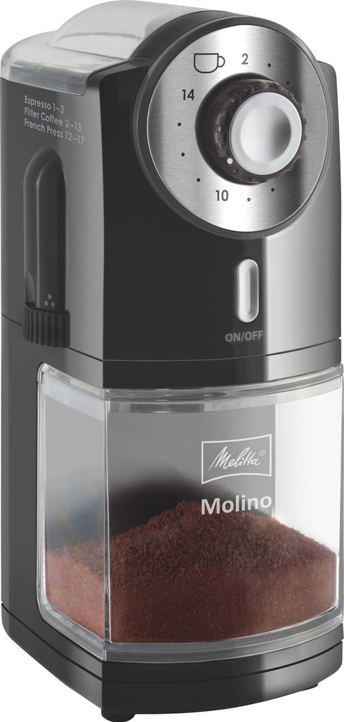 MELITTA Kaffeemühle Molino Schwarz 100W 17 Mahlgradeinstellungen 200g