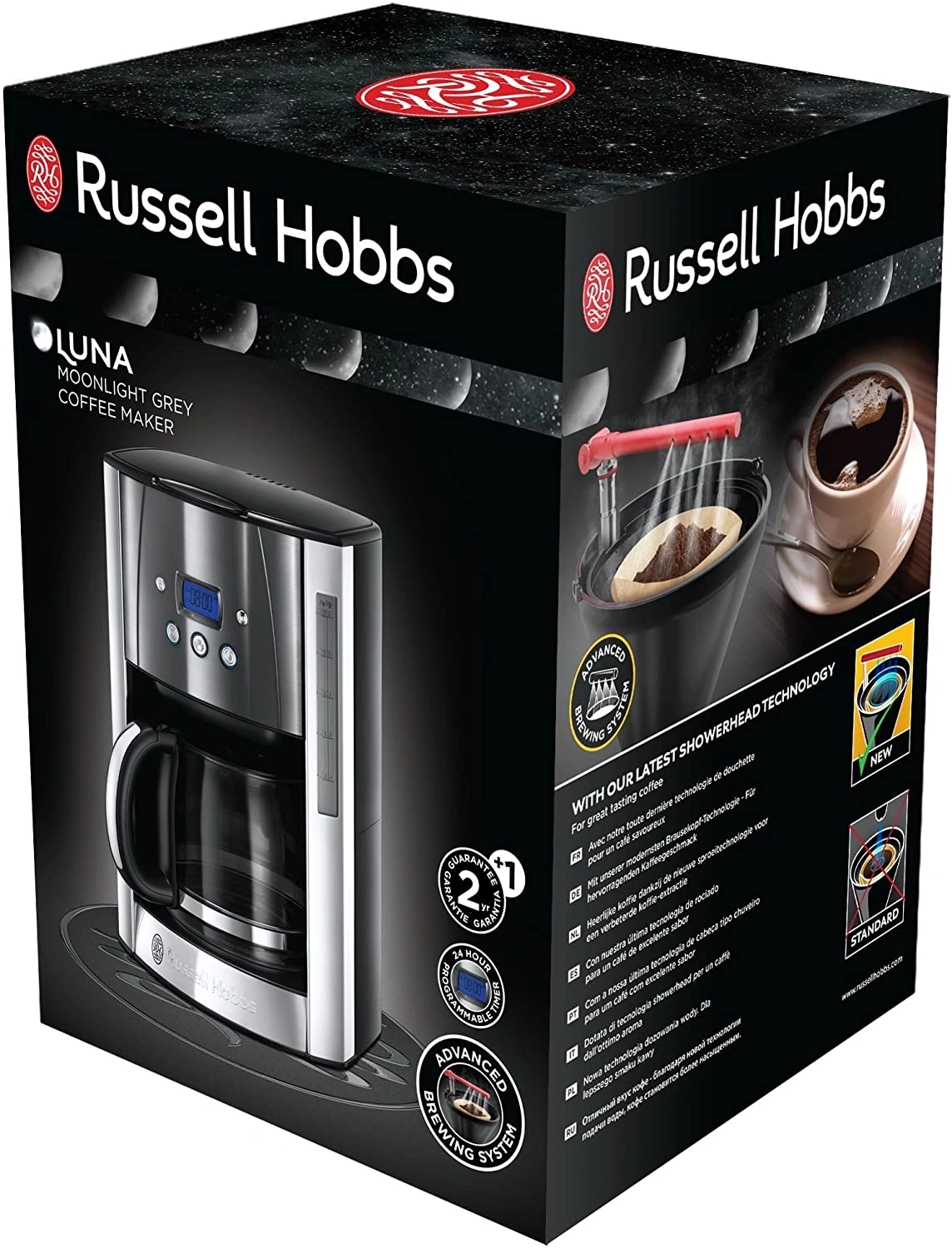 Russell Hobbs Luna Moonlight Grey Kaffeemaschine mit fortschrittlicher Brühsystem-Technologie