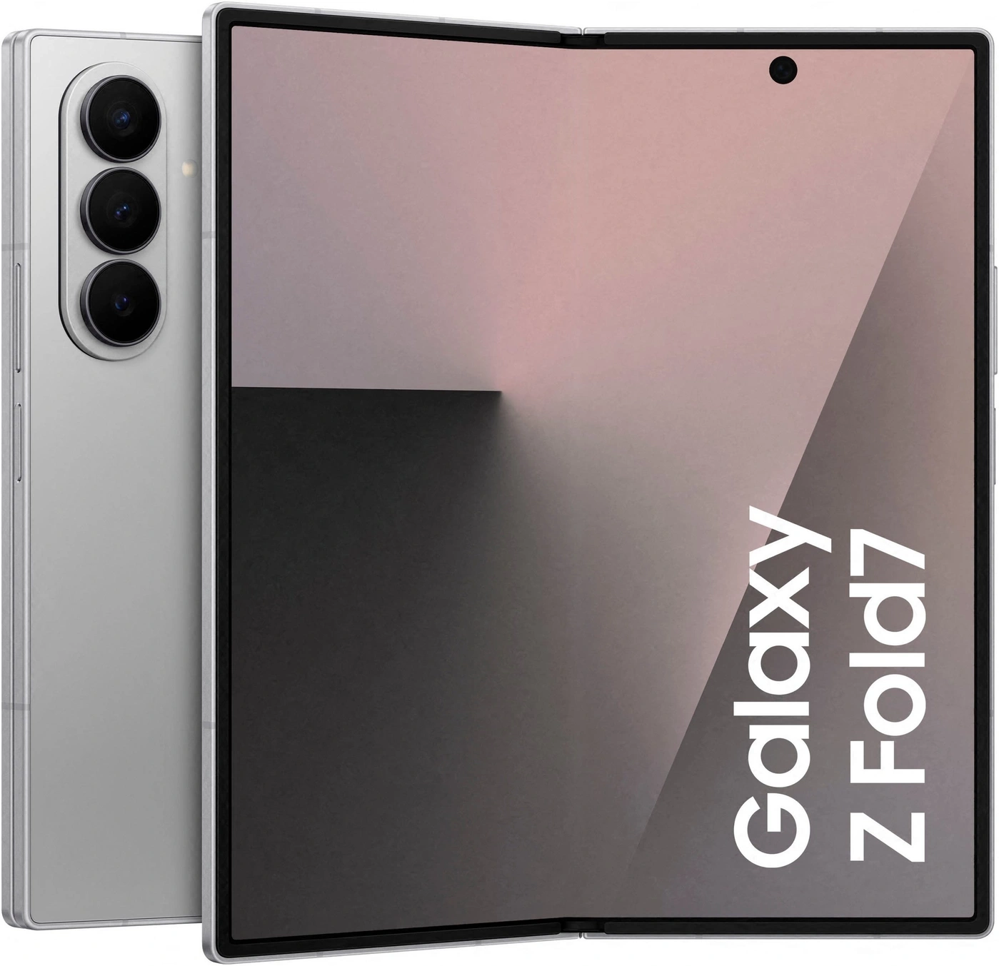 Silbernes Samsung Galaxy Z Fold 7 Handy mit offener Anzeige