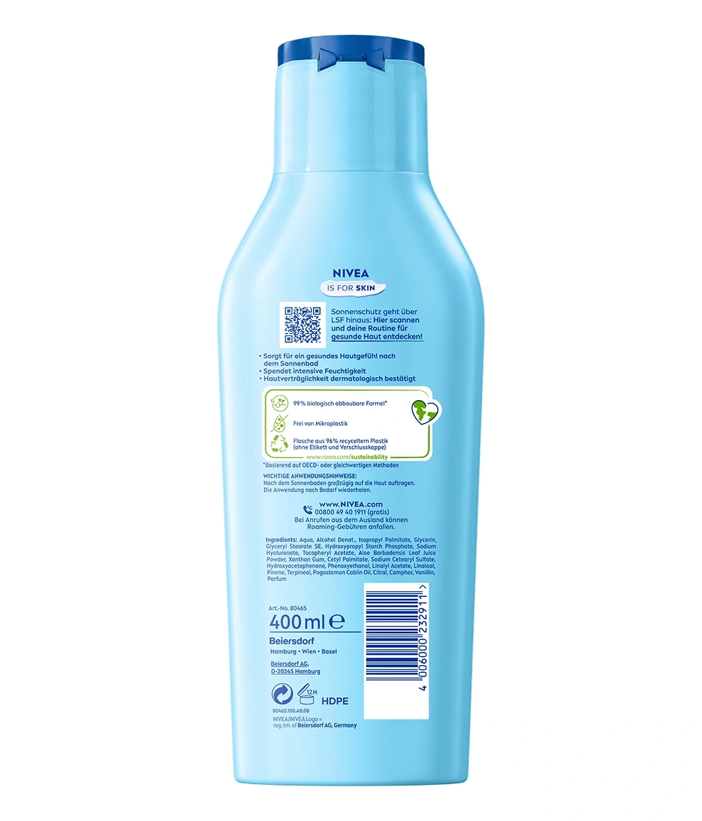 NIVEA Sun After Sun Lotion 2 x 400ml 48h+ Feuchtigkeit Kühlend Hyaluron