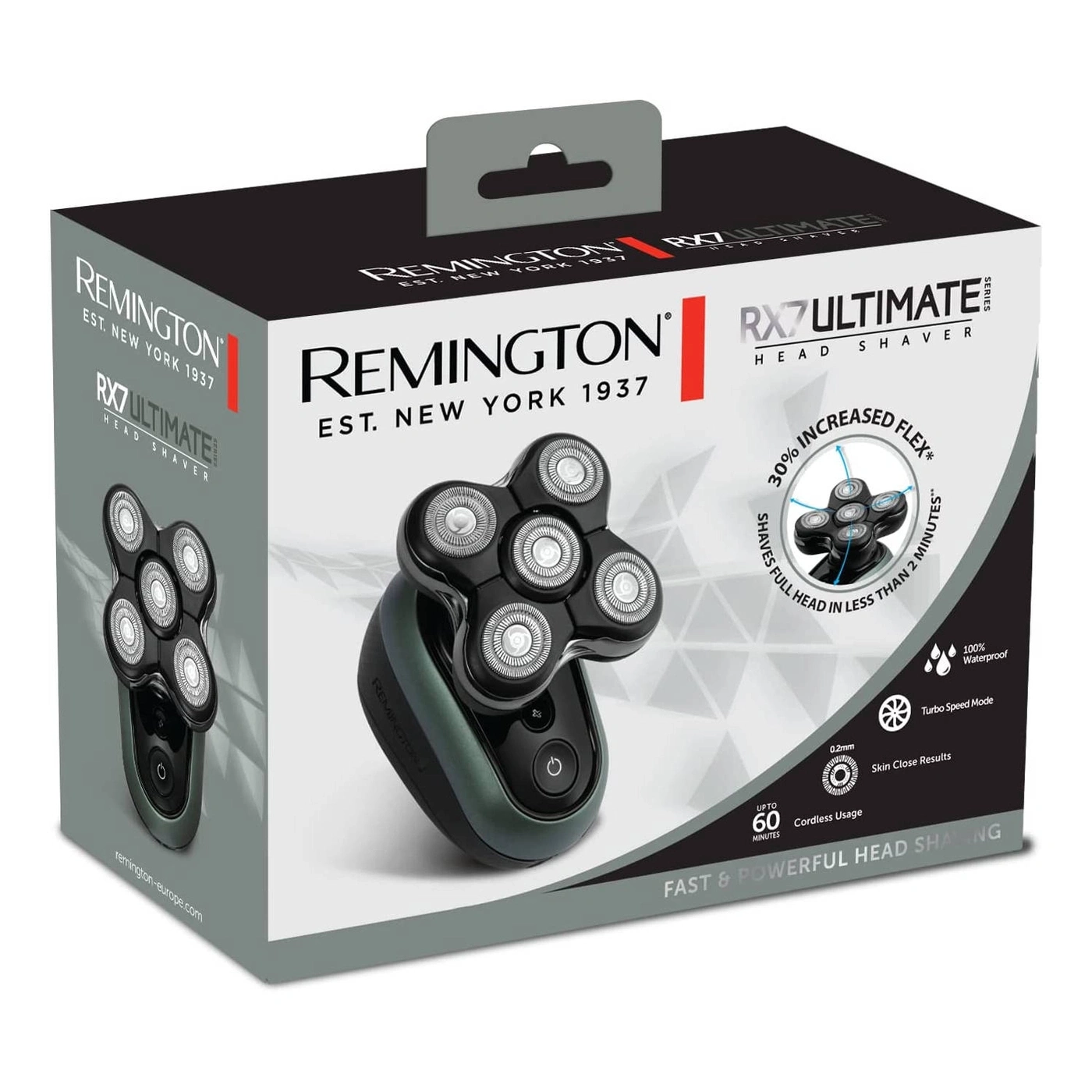 Remington RX7 Ultimate Rasierer, Kopf Rasierer, 30% Flex, 100% wasserdicht