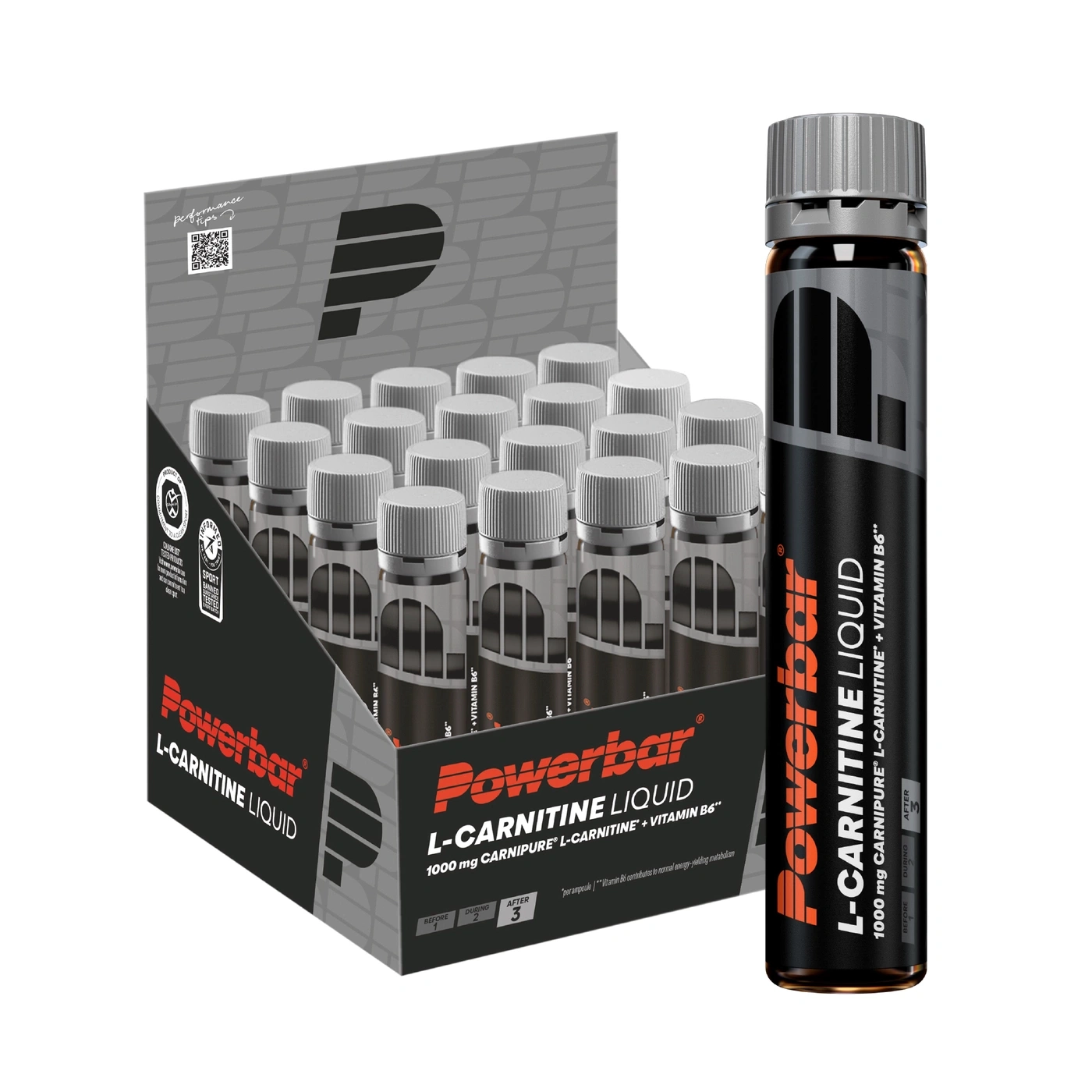POWERBAR L-Carnitine Liquid Black Line 1000 mg L-Carnitine Vitamin B6 20 x 25 ml
