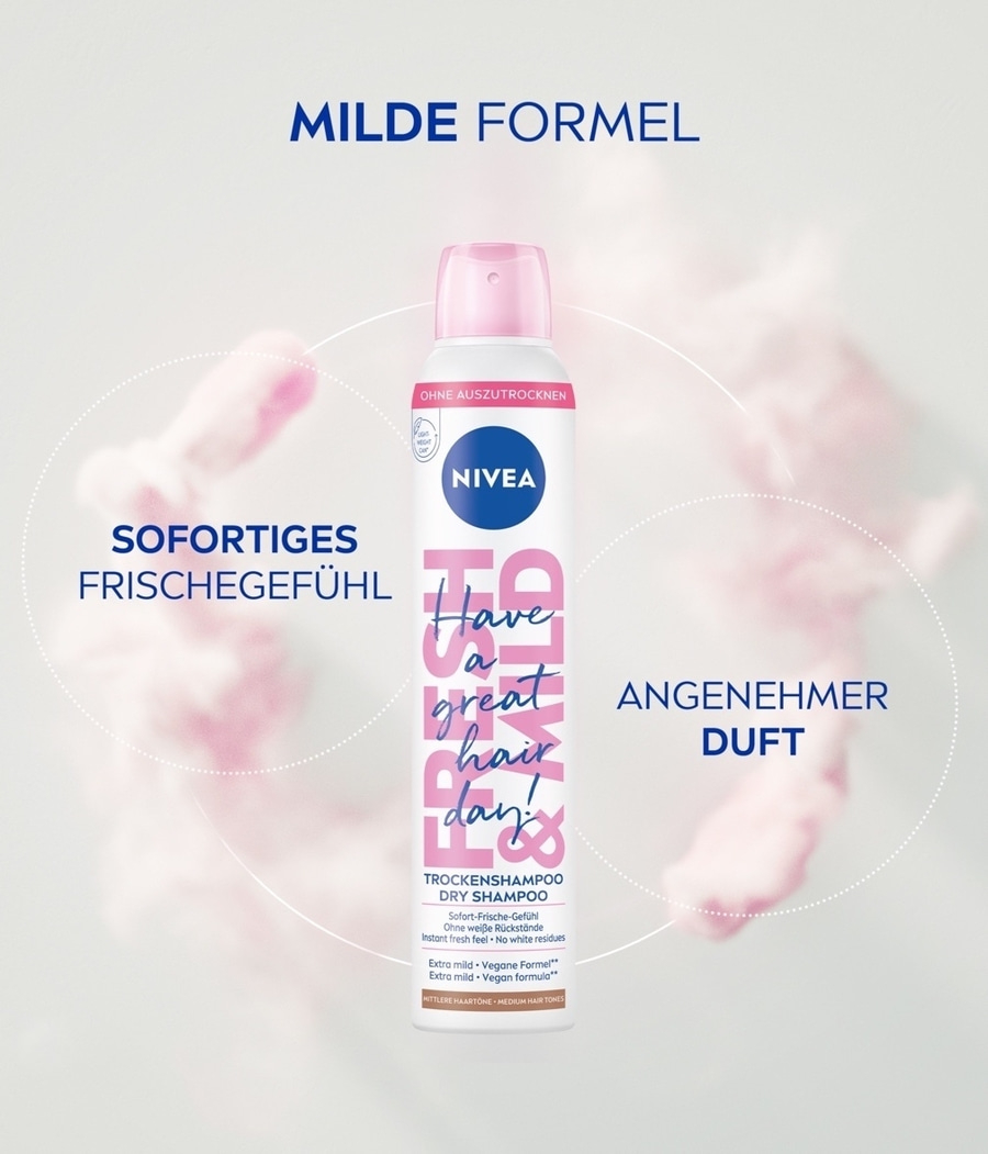 NIVEA Trockenshampoo Hair Care Mittlere Haartöne Fresh & Mild schonend 3 x 200ml