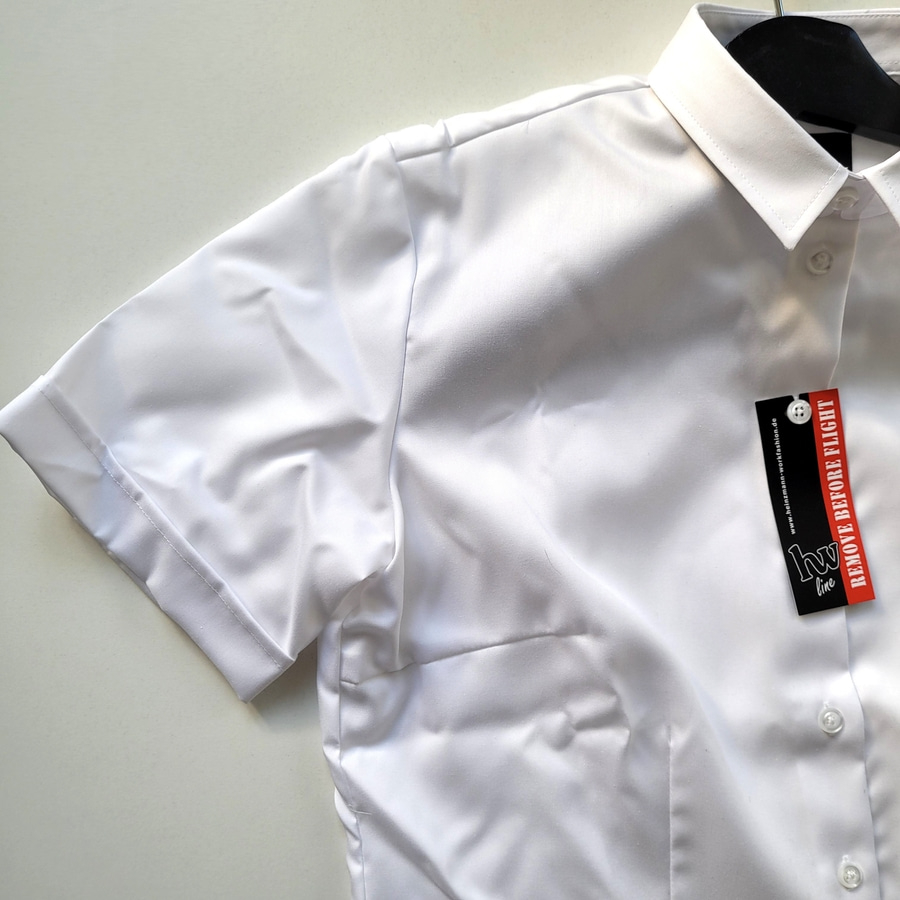 Heinzmann-Workfashion 1/2 Kurzarm Bluse Gastronomie Hemd tailliert weiß Gr. 42