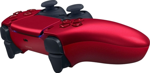 Roter Playstation 5 DualSense-Controller. Drahtloser Gamecontroller. Videospielzubehör. Gaming-Hardware.