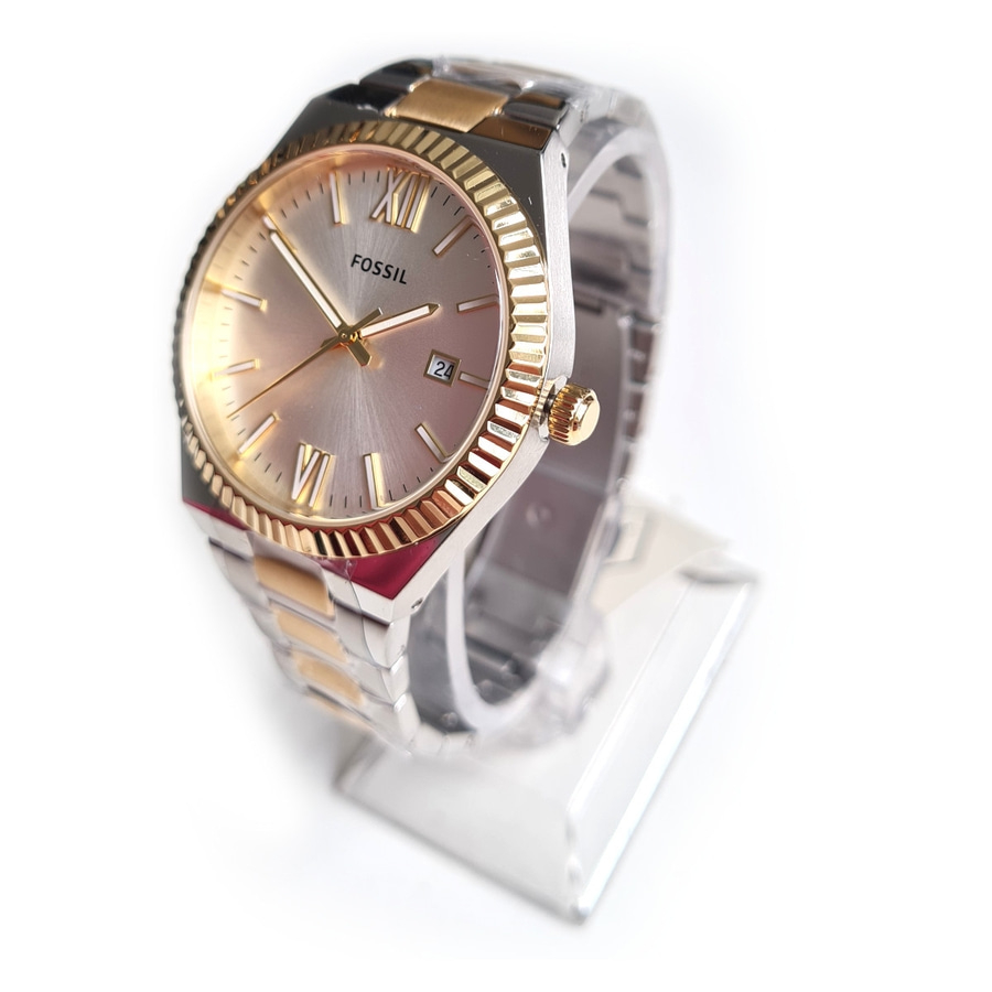 Fossil Armbanduhr mit bicolor-Armband und römischen Ziffern