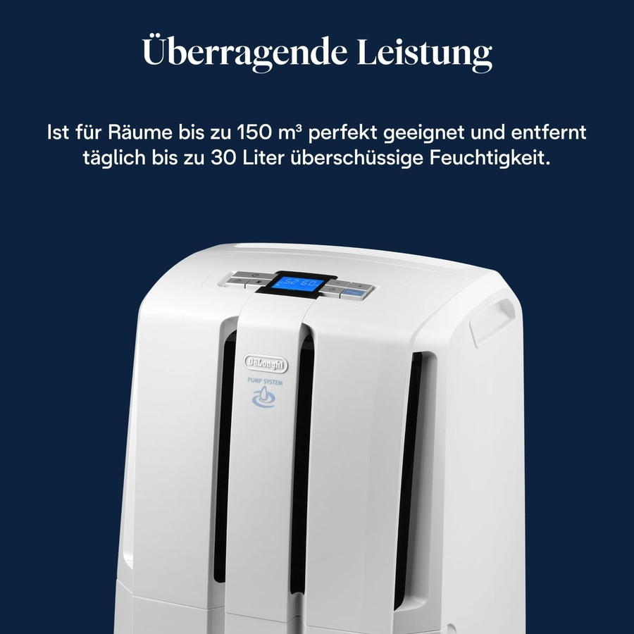 DE'LONGHI Luftentfeuchter AriaDry DD230P 30L/Tag Mobil 5m Ablaufpumpe Timer