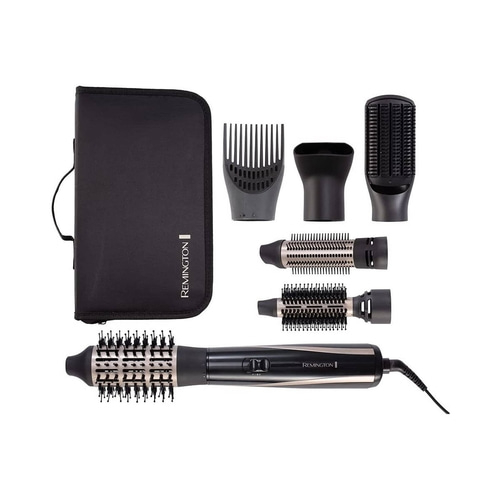Haartrockner-Set mit verschiedenen Aufsätzen und einer schwarzen Tasche