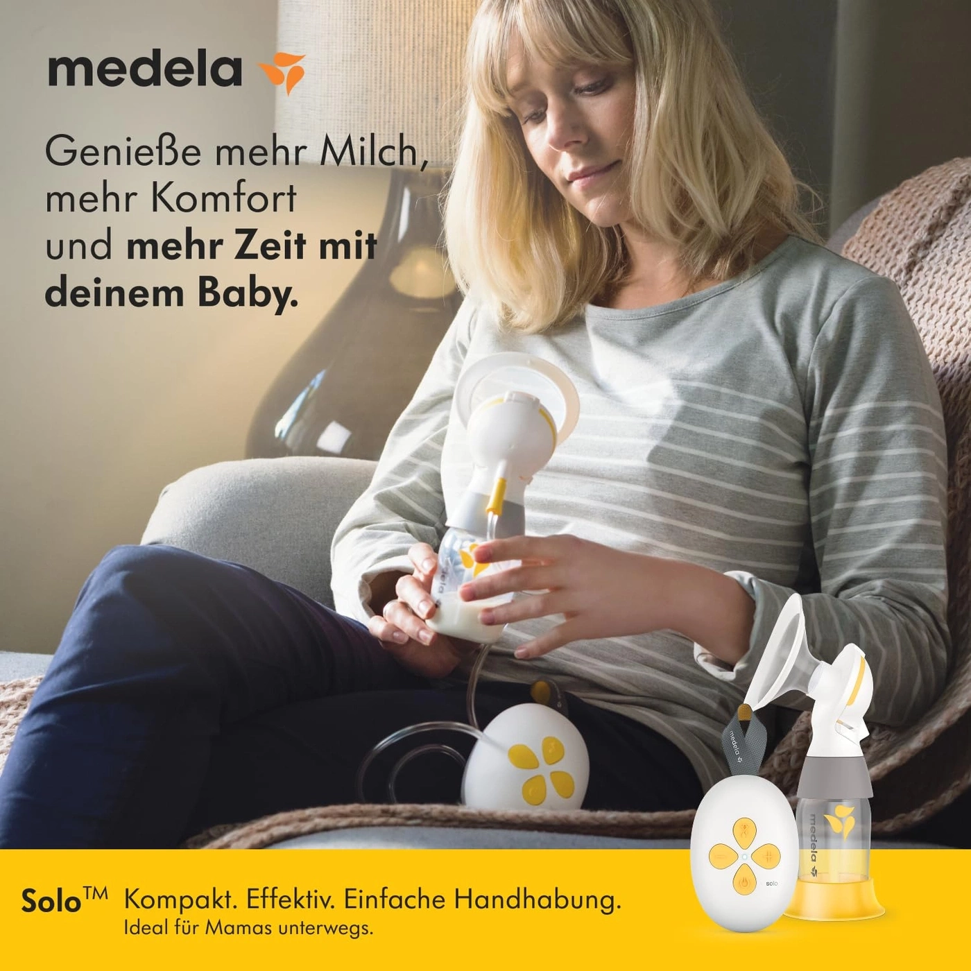 Medela-Brustpumpe, Frau, Baby, Milch, Komfort, Zeit, Solo, kompakt, effektiv, einfach, Handhabung