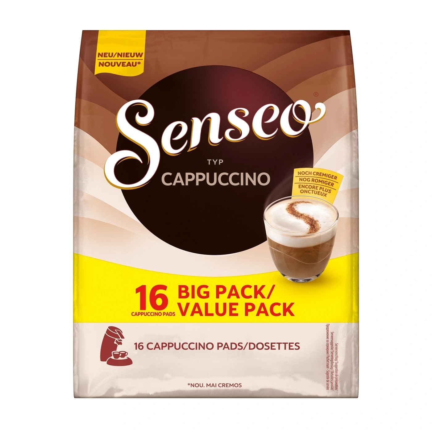 Senseo Cappuccino Packung mit 16 Pads, Big Pack/Value Pack, Neu/Nieuw