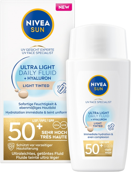 NIVEA SUN UV Gesicht Experte Ultra Light Daily Fluid Heller Hauttyp LSF 50+