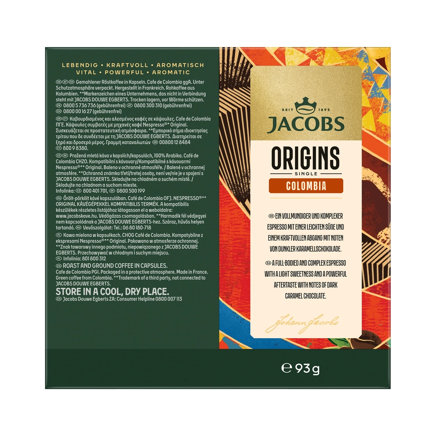 Jacobs Origins Single Origin Kolumbien Kaffee Kapseln 93g mit Produktinformationen