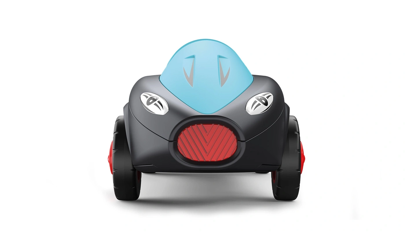 Spielzeugauto, grau, blau, rot, Frontansicht, Spielzeug, Kinder, Fahrzeug, Design, isoliert