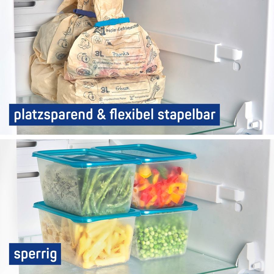 Toppits® Einfrier-Set Gefrierbeutel Allzweck Papier Gefrierbeutel Silikondeckel