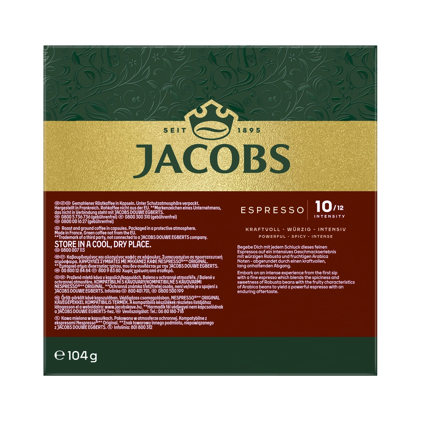 Jcobs Espresso 10/12 Intensiv Kaffee Kapseln im dunklen Design