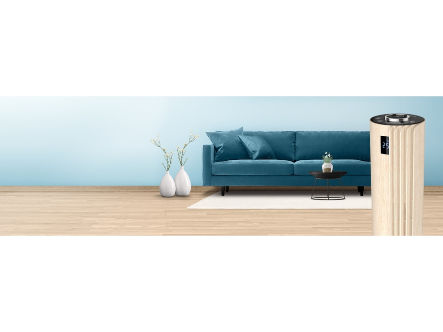 ROWENTA Ventilator leise Turmventilator mit Fernbedienung Schwarz + Holz Optik