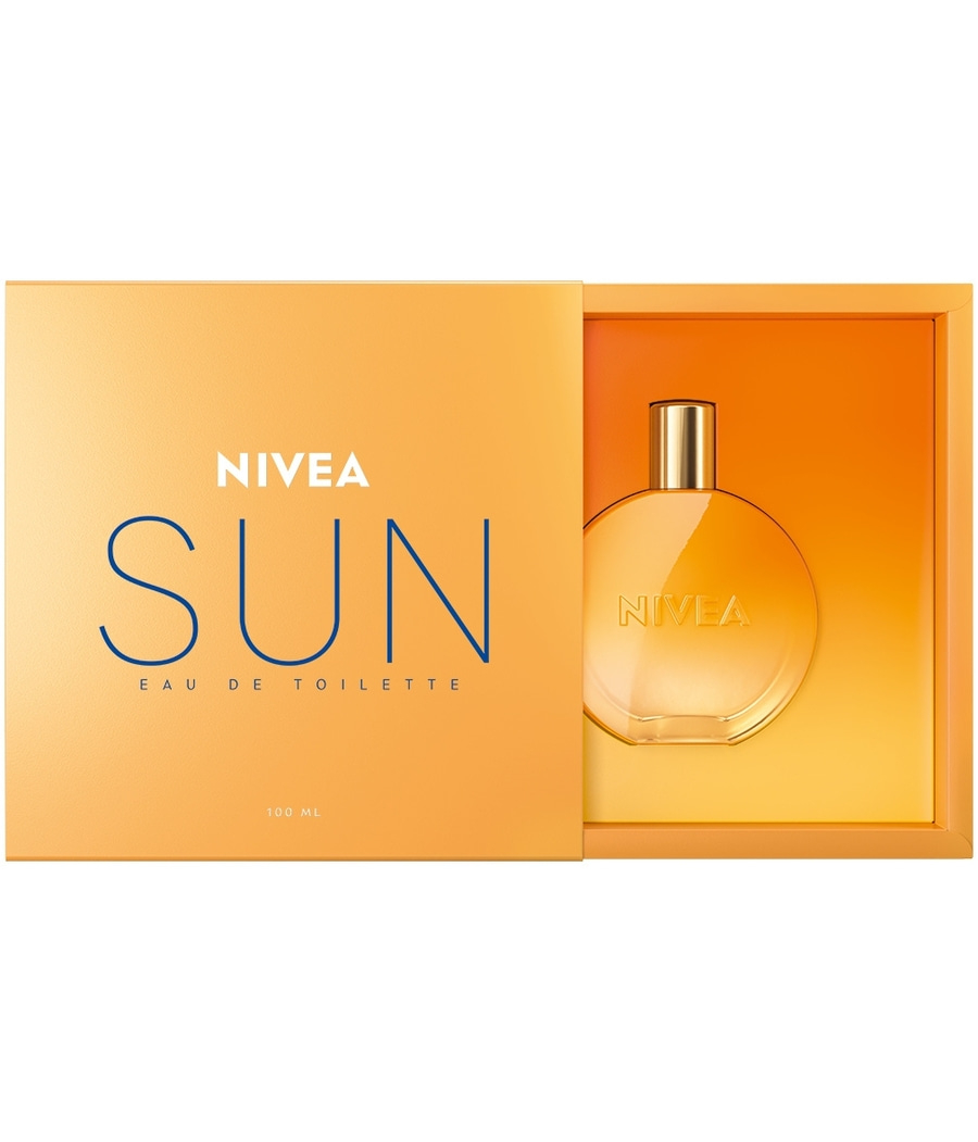 Nivea Sun Eau de Toilette, orangefarbene Verpackung, Parfümflasche, 100 ml