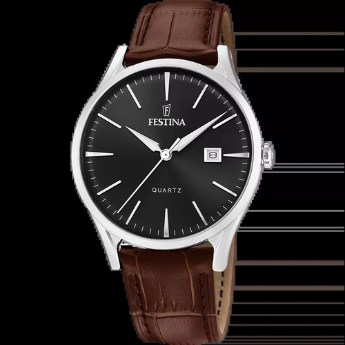 FESTINA Armbanduhr Herren F20688/4 Quarzuhr Lederarmband Edelstahl 40mm
