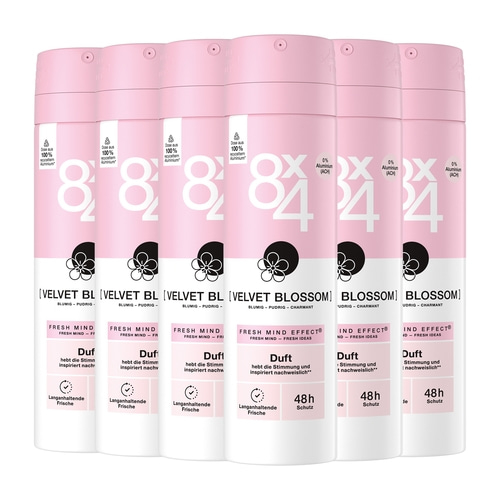 8x4 Deodorant VELVET BLOSSOM Fruchtig floral Duft Mandarine und Jasmin 6 x 150ml