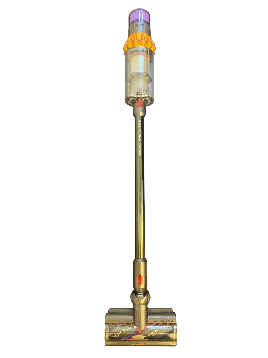 Dyson V15 Detect Absolute Staubsauger, goldfarben, auf weißem Hintergrund