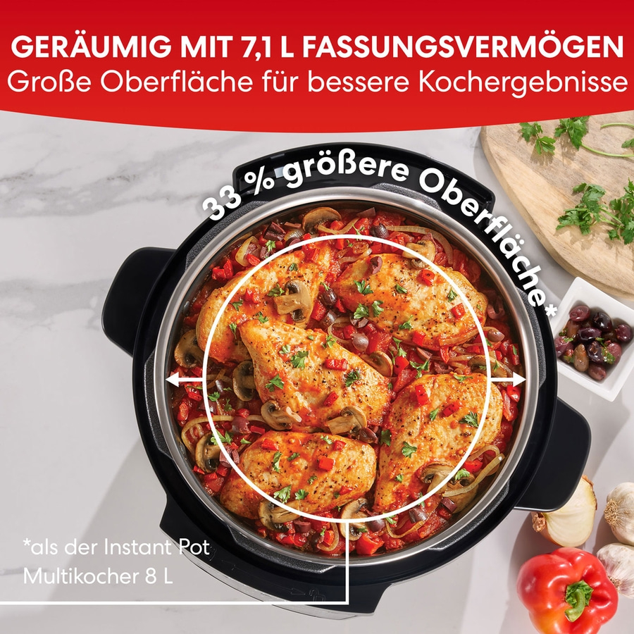 INSTANT POT Rio Wide Multikocher 7-in-1 Slow Cooker 7,1L Schongarer 1200W
