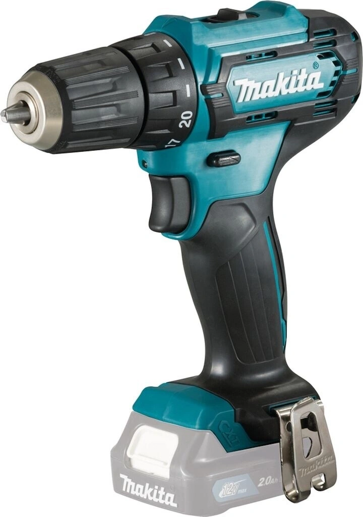 Makita Akkuschrauber mit 12V Batterie und Werkzeuggürtelclip