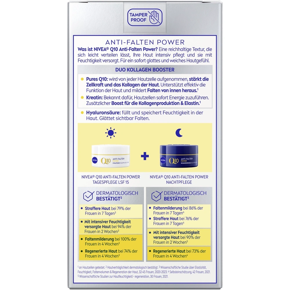 NIVEA Q10 Anti-Falten Power Tages- und Nachtpflege mit Kollagen Booster.