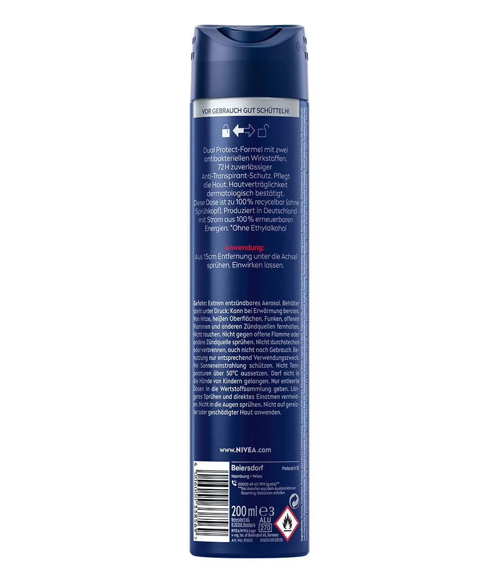 Nivea Men Sensitive Cool & Fresh Deospray, Hautverträglichkeit dermatologisch bestätigt, 72H zuverlässiger Anti-Transpirant-Schutz