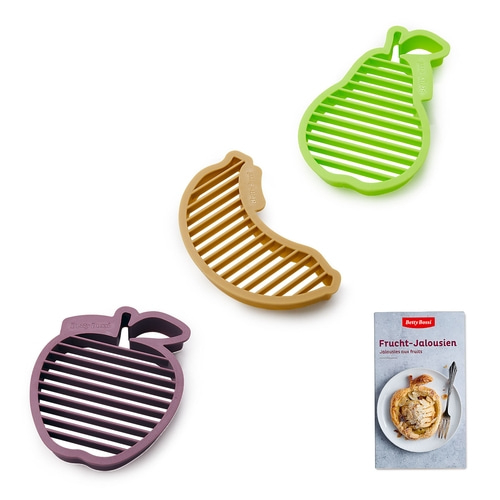 BETTY BOSSI Ausstechform Ausstecher Jalousie Früchte Apfel Lila Beige Rezepte