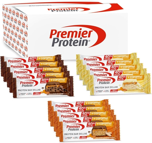 Premier Protein Riegel:
Schokolade Brownie, wei
sse Schokolade Vanille, Schokoladen-Erdnussbutter